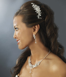 Stunning Silver Swirl Swarovski Crystal Bridal hair Comb