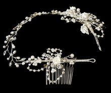 Crystal & Pearl Vintage Bridal Hair Vine Headpiece - La Bella Bridal Accessories