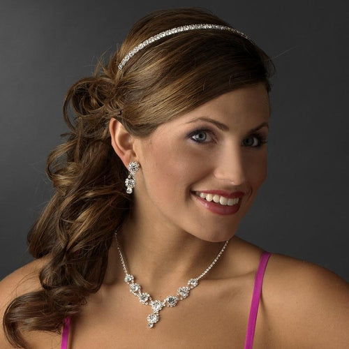 Dainty Silver Plated Crystal Wedding Headband - La Bella Bridal Accessories