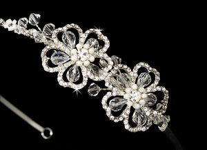 Pretty Swarovski Crystal Clover Flower Crystal Headband - La Bella Bridal Accessories