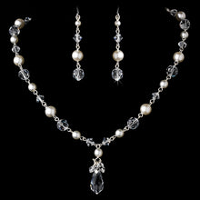 Gorgeous Bridal Pearl & Crystal Necklace Earring Set