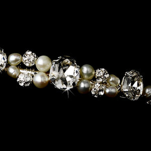 Vintage Inspired Pearl & Crystal Wedding Headband - La Bella Bridal Accessories