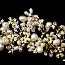 Crystal Freshwater Pearl Bridal Tiara - La Bella Bridal Accessories