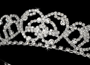 Silver Plated Bridal Crystal Heart Tiara Headband