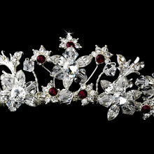 Captivating Silver, & Red Crystal Tiara Headpiece - La Bella Bridal Accessories