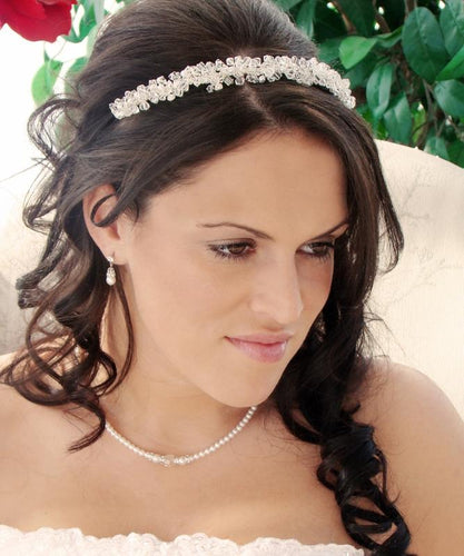 Swarovski Crystal Headband with Freshwater Pearls - La Bella Bridal Accessories