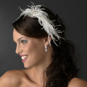 Whimsical Ostrich Feather and Crystal Bridal Headband