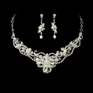 Stunning Swarovski Crystal & Freshwater Pearl Bridal Jewelry Set - La Bella Bridal Accessories