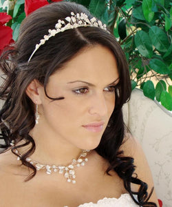 Keshi Pearl & Crystal Bridal Tiara - La Bella Bridal Accessories