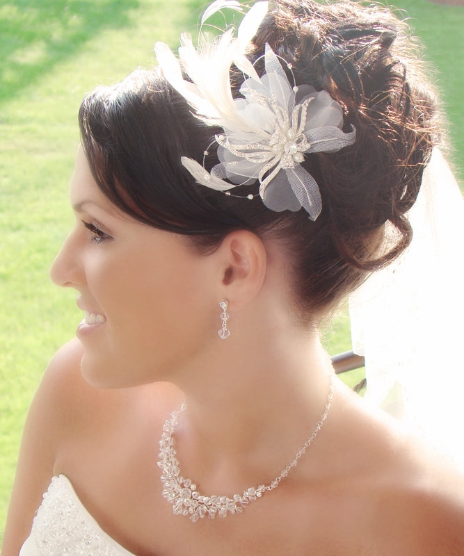 Women Pearl Necklace Earrings Wedding Jewelry Set Made With Swarovski  Crystal 34 | eBay