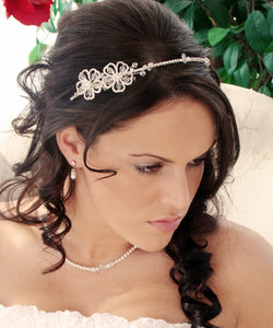 Pretty Swarovski Crystal Clover Flower Crystal Headband - La Bella Bridal Accessories