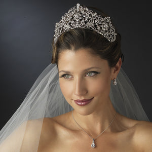 Antique Inspired Royal Crystal Bridal Tiara - La Bella Bridal Accessories