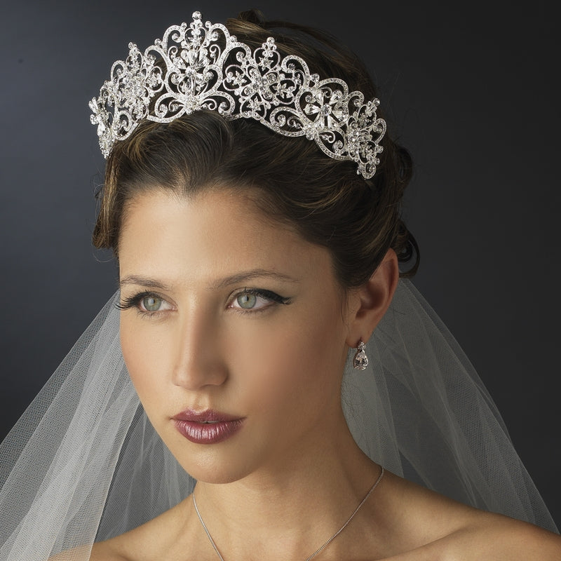 Couture Big Royal Crystal Swirl Wedding Tiara Crown