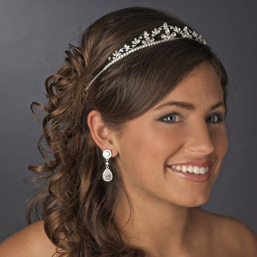 Dainty Silver Crystal Wedding Tiara Headpiece