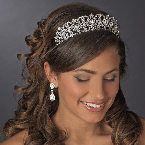 Royal Antique inspired Crystal Tiara Headpiece - La Bella Bridal Accessories