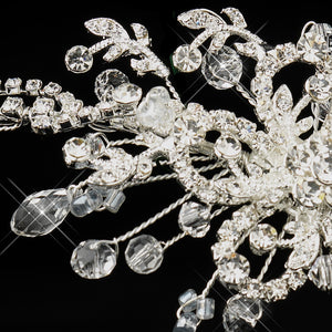Silver Plated Swarovski Crystal Floral Bridal Headband hair vine. - La Bella Bridal Accessories